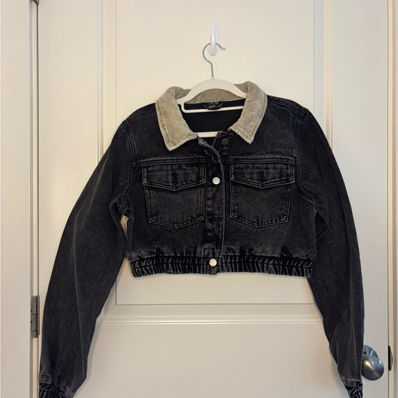 Windsor Black Denim Jacket with Cream Collar - Picture 2 of 7